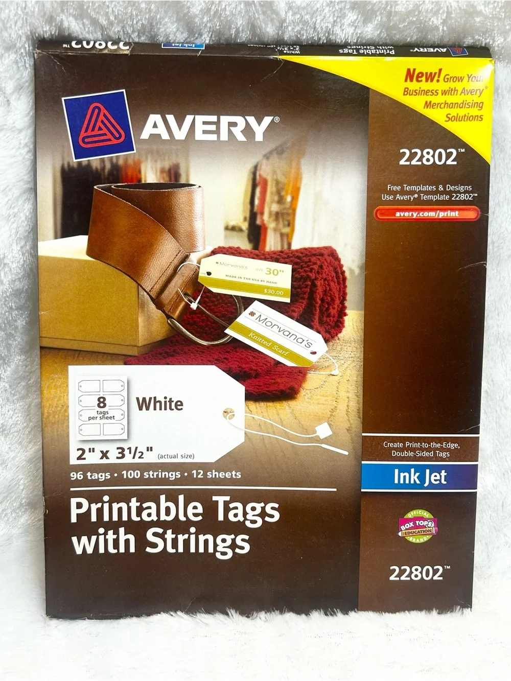 LOT of 2 Avery 22802 White Printable Tags W/Strings 2
